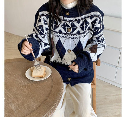 Pattern Loose-Fit Cardigan