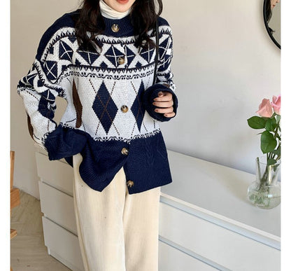 Pattern Loose-Fit Cardigan