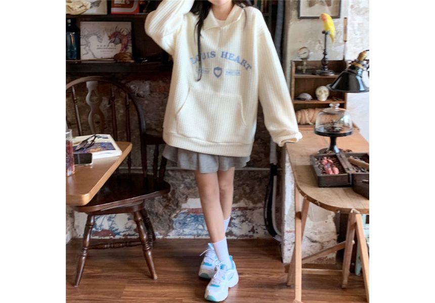 Collar Letter Sweatshirt Embroidered Oversized