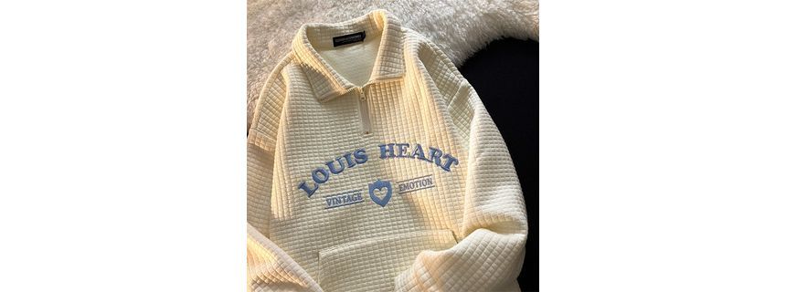 Collar Letter Sweatshirt Embroidered Oversized