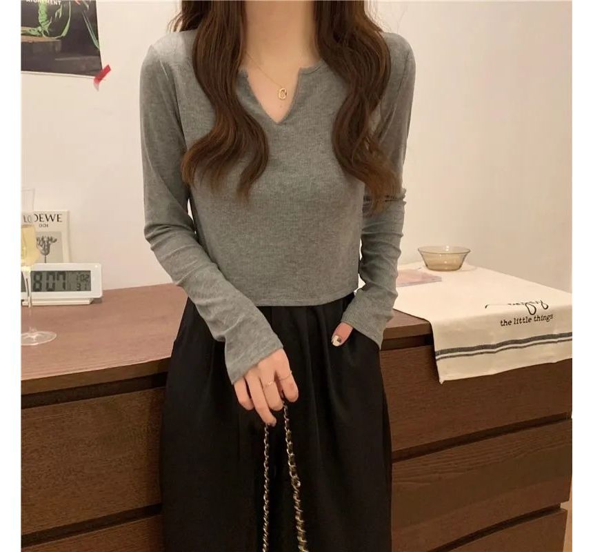 T-Shirt Neck Long-Sleeve Notch Plain