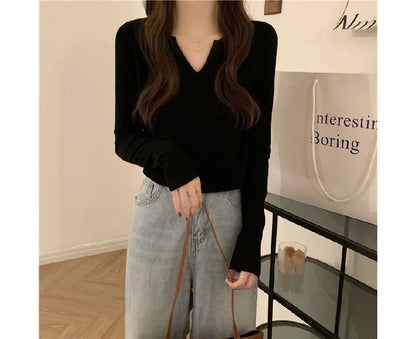 T-Shirt Neck Long-Sleeve Notch Plain