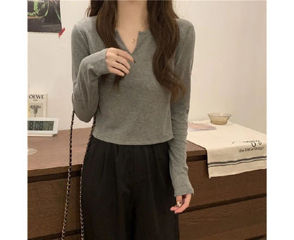 T-Shirt Neck Long-Sleeve Notch Plain
