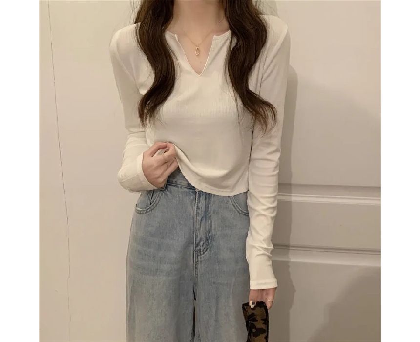 T-Shirt Neck Long-Sleeve Notch Plain