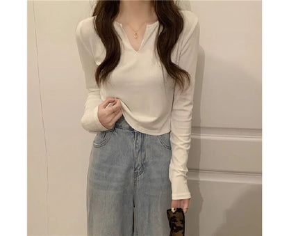 T-Shirt Neck Long-Sleeve Notch Plain