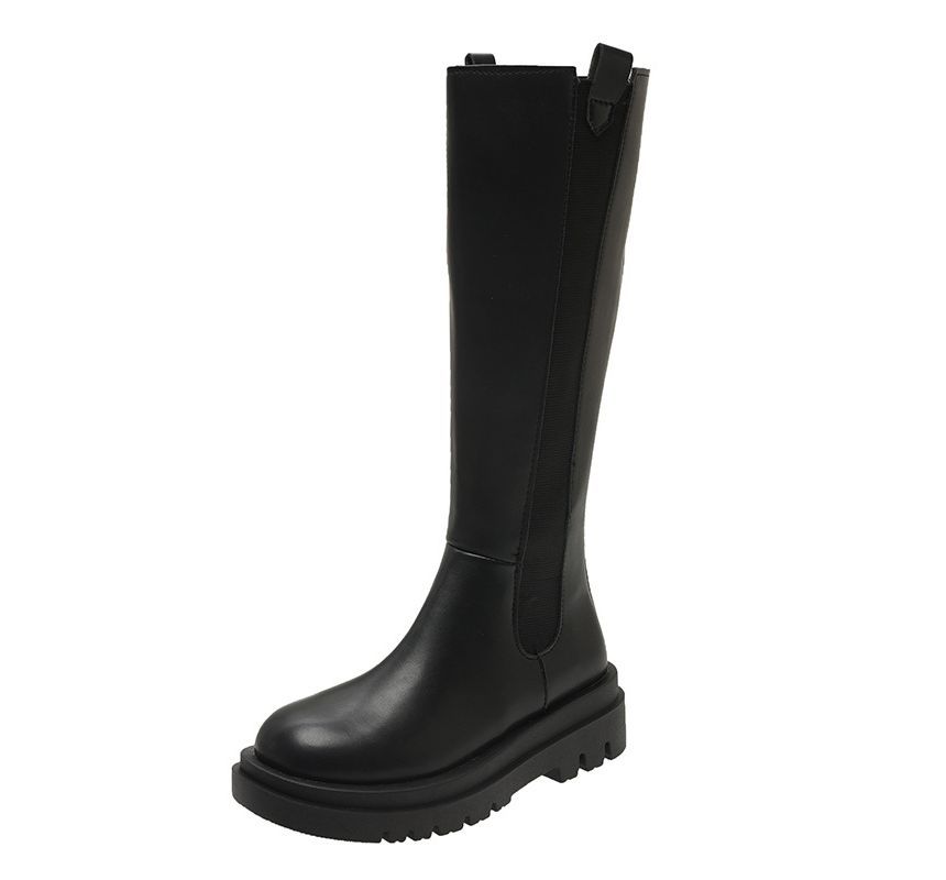 Tall Leather Boots Chelsea Faux Platform