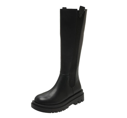 Tall Leather Boots Chelsea Faux Platform