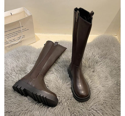 Tall Leather Boots Chelsea Faux Platform