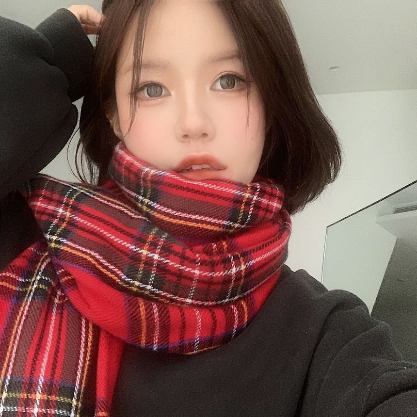 Plaid Fringe Scarf