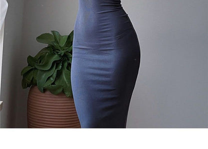 Sleeveless Turtleneck Plain Slim-Fit Dress