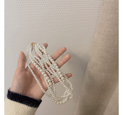 Faux Choker Layered Pearl