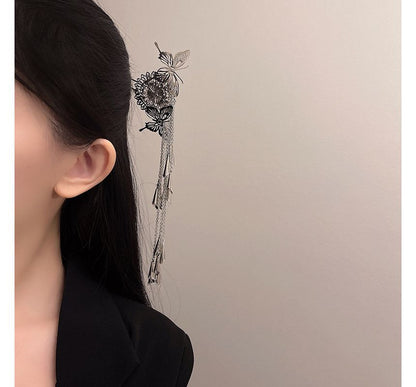 Hair Alloy Fringed Stick Butterfly