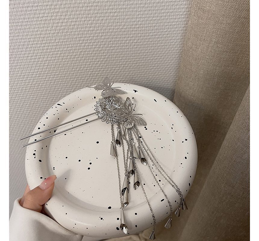 Hair Alloy Fringed Stick Butterfly