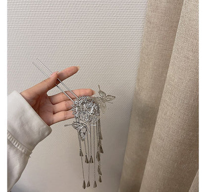Hair Alloy Fringed Stick Butterfly