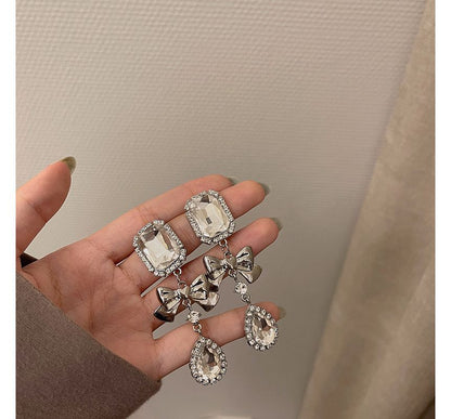 Bow Earring Dangle Faux Crystal
