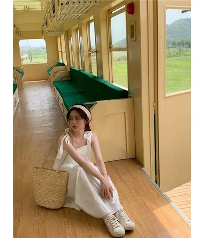 Strap Midi Sundress Plain Spaghetti