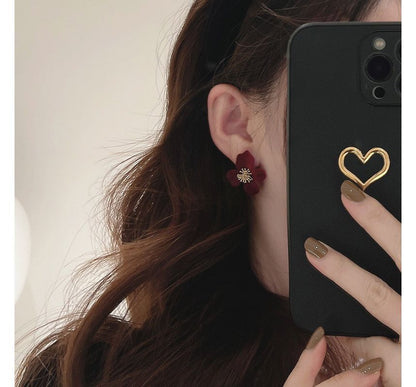 Alloy Earring Flocking Flower