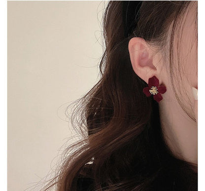 Alloy Earring Flocking Flower