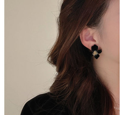 Alloy Earring Flocking Flower