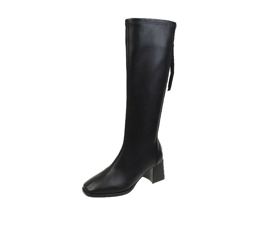 Boots Tall Faux Leather Block-Heel