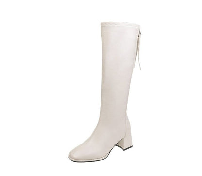 Boots Tall Faux Leather Block-Heel