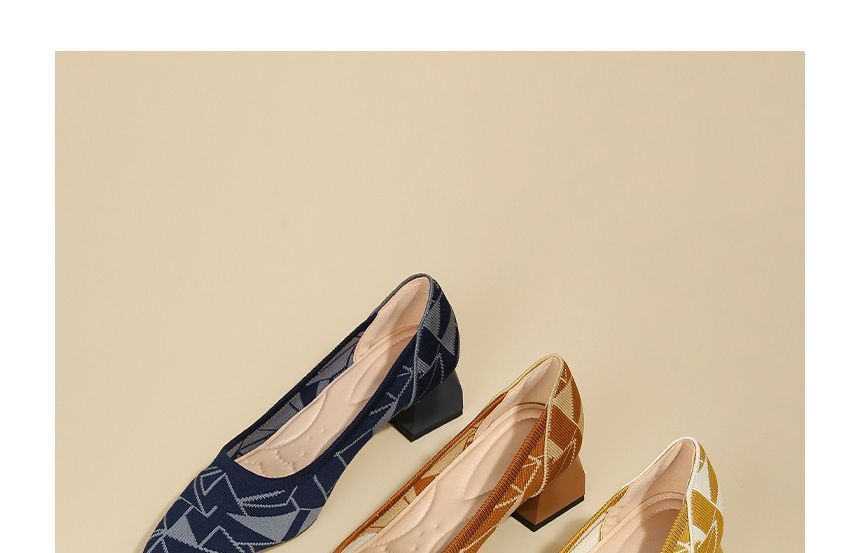 Wholesale Sample Block-Heel Pointed Knit Pumps