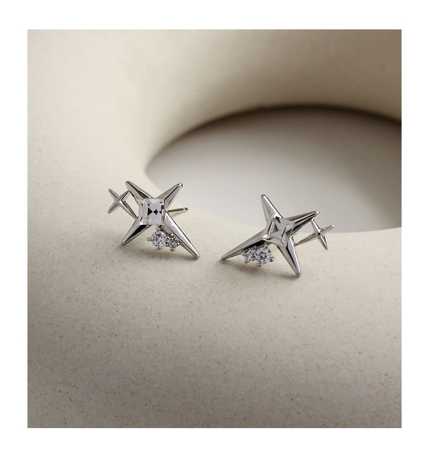 Rhinestone Alloy Star Earring