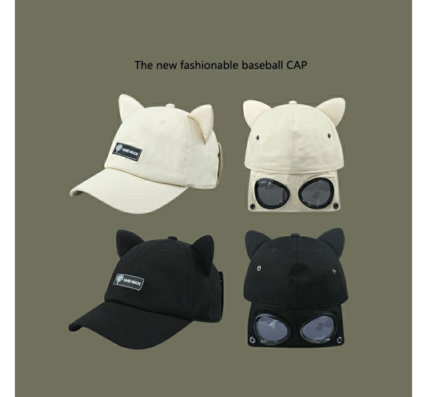 Baseball Aviator Goggles Ear Cat Cap with