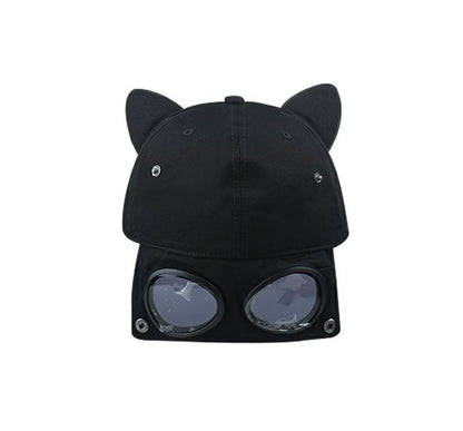 Baseball Aviator Goggles Ear Cat Cap with