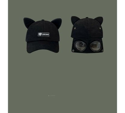 Baseball Aviator Goggles Ear Cat Cap with