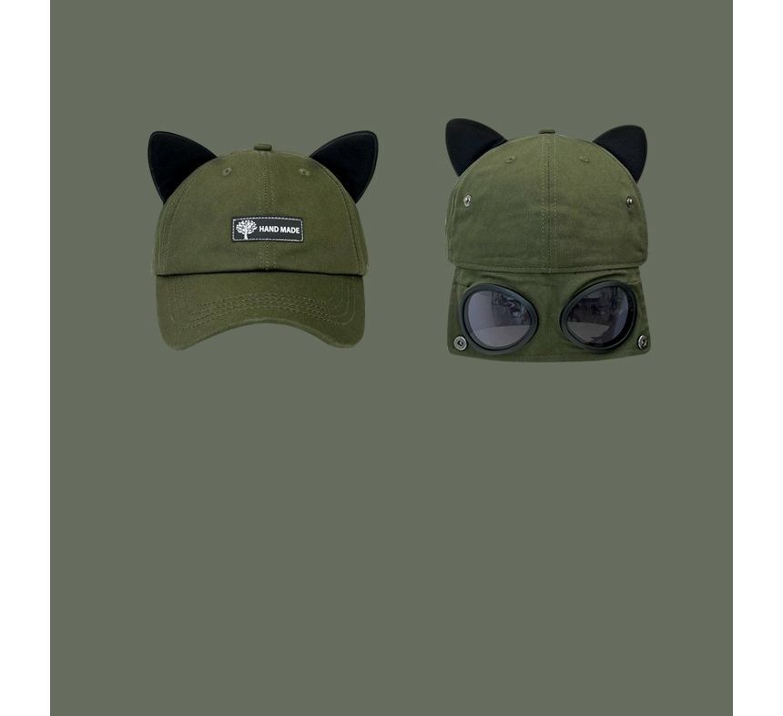 Baseball Aviator Goggles Ear Cat Cap with