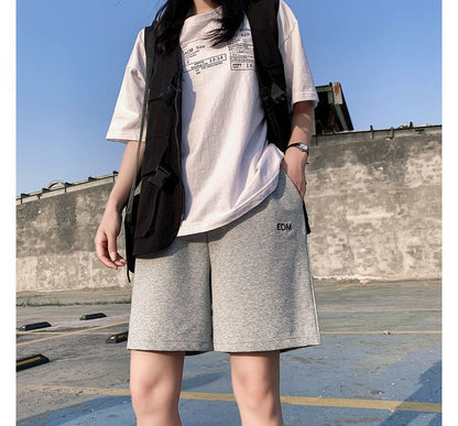 High Shorts Letter Waist Embroidered
