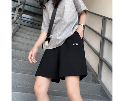 High Shorts Letter Waist Embroidered