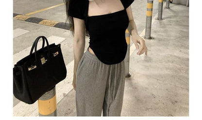 T-Shirt Neck Square Plain Short-Sleeve