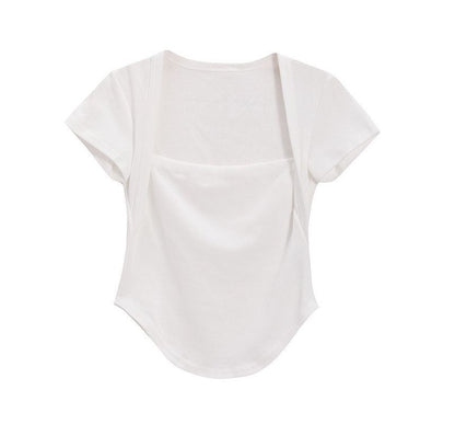 T-Shirt Neck Square Plain Short-Sleeve