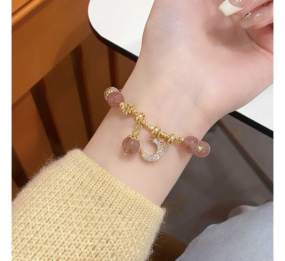 Sample Rhinestone Moon Charm Faux Crystal Bracelet