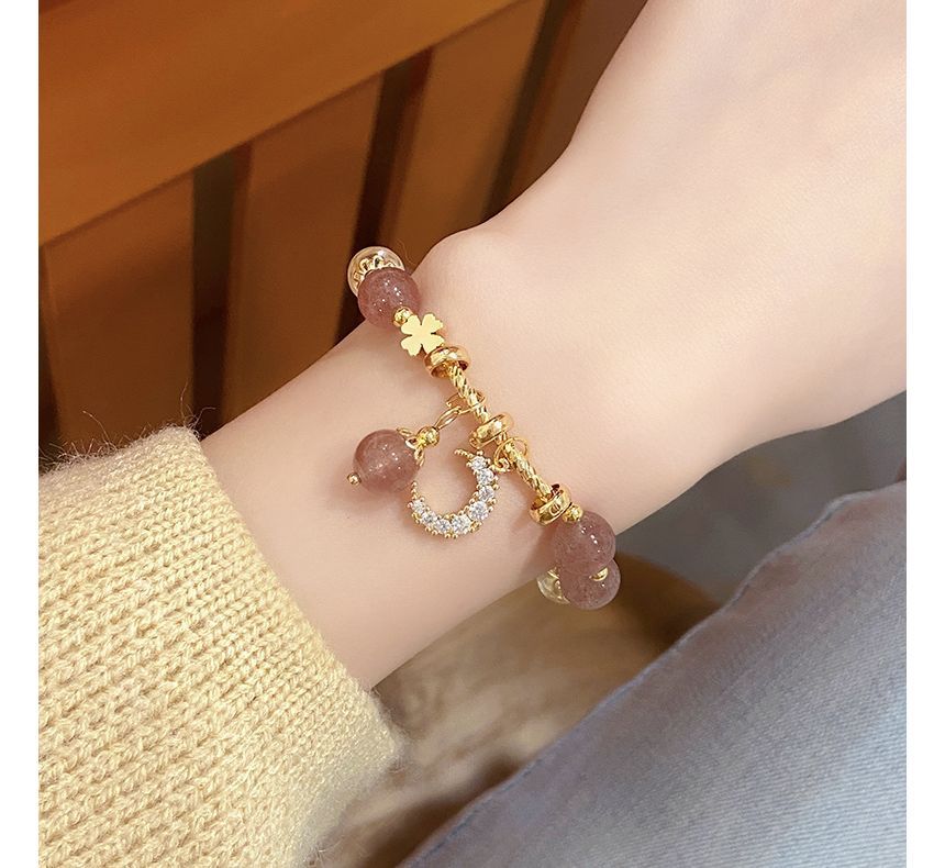 Sample Rhinestone Moon Charm Faux Crystal Bracelet