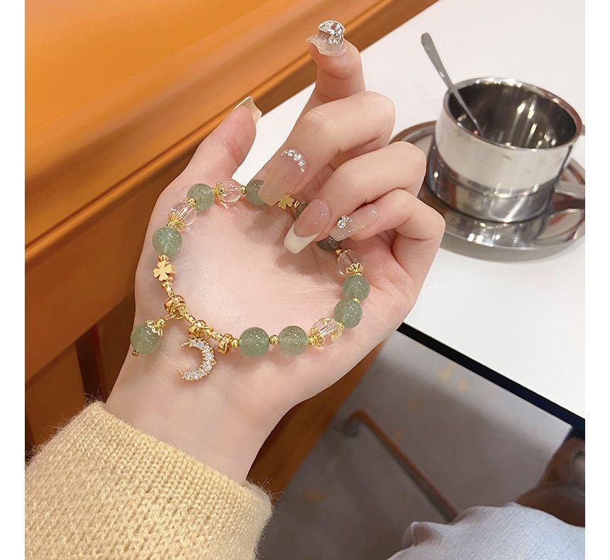 Sample Rhinestone Moon Charm Faux Crystal Bracelet