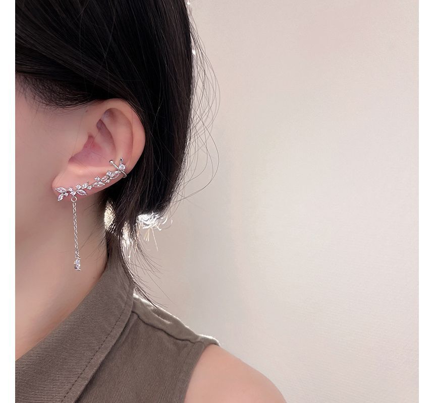 Cuff Rhinestone Drop Ear with Earring