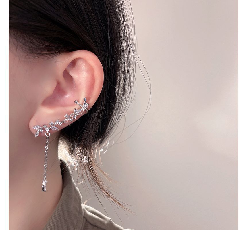 Cuff Rhinestone Drop Ear with Earring