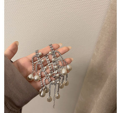 Choker Rhinestone Pearl Faux Fringed Alloy
