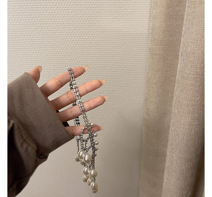 Choker Rhinestone Pearl Faux Fringed Alloy