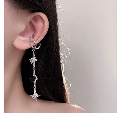 Earring Rhinestone Dangle Alloy Star Cuff