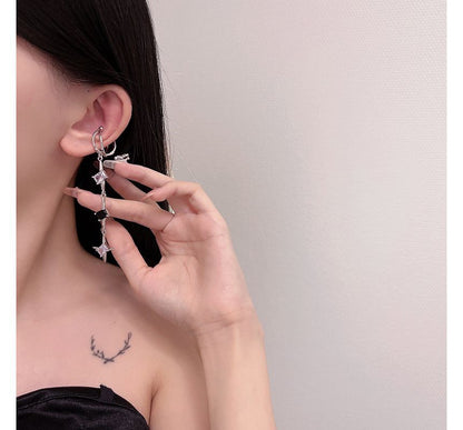 Earring Rhinestone Dangle Alloy Star Cuff