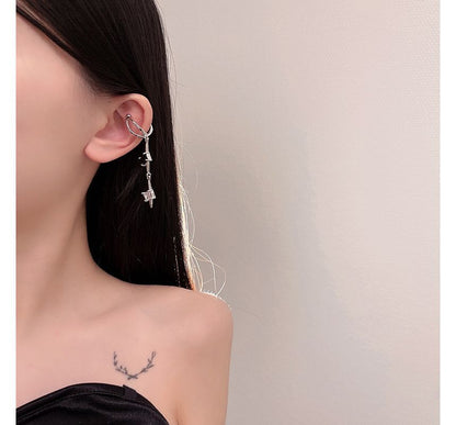 Earring Rhinestone Dangle Alloy Star Cuff