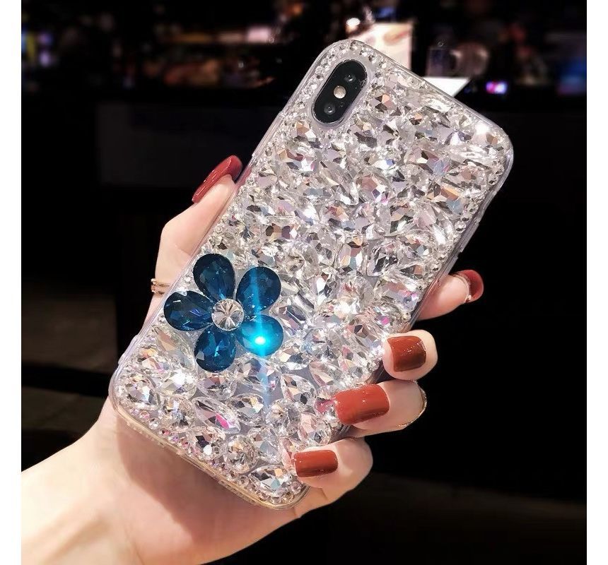 Rhinestone Phone Case Floral
