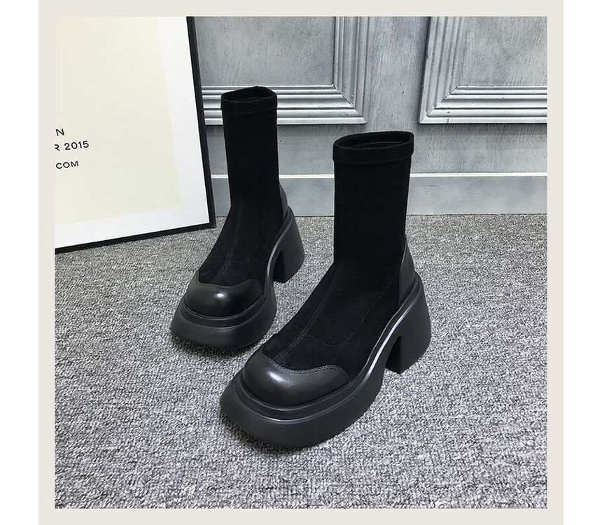 Short Block Boots Heel Platform