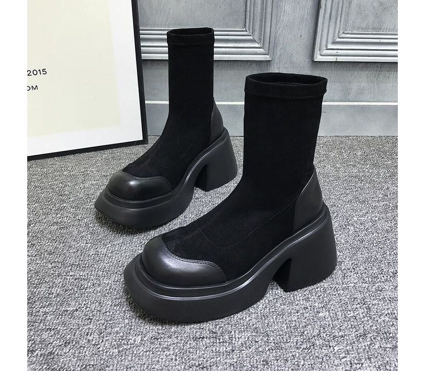 Short Block Boots Heel Platform