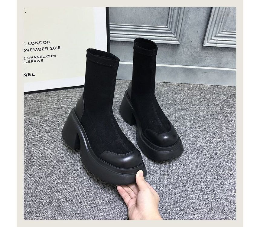 Short Block Boots Heel Platform