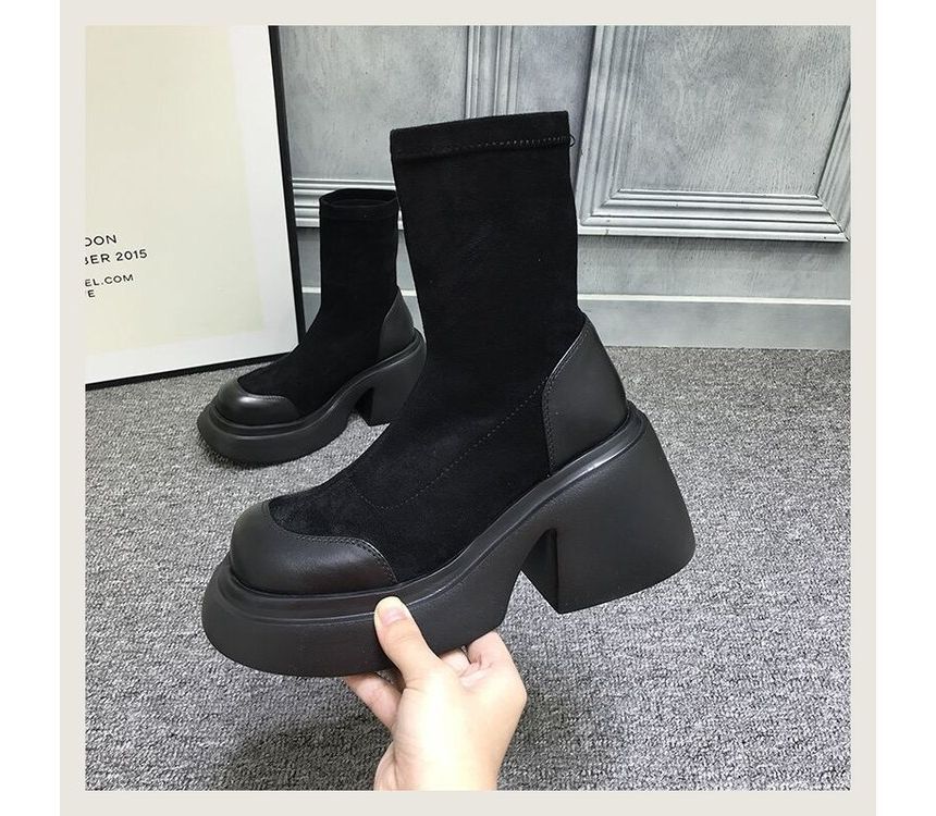 Short Block Boots Heel Platform
